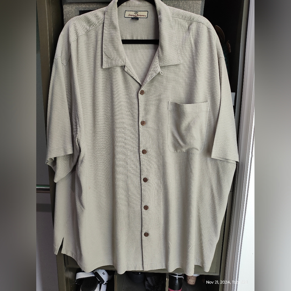Tommy Bahama Short Sleeve Men's Shirt - XXL Tan Big and Tall